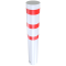 Barrier bollard | Steel tube  323 x 5 mm | stationary | for setting in concrete | hot-dip galvanized and white coatedwith three red reflecting stripes | total length: 2000 mm | steel cap with concrete anchor